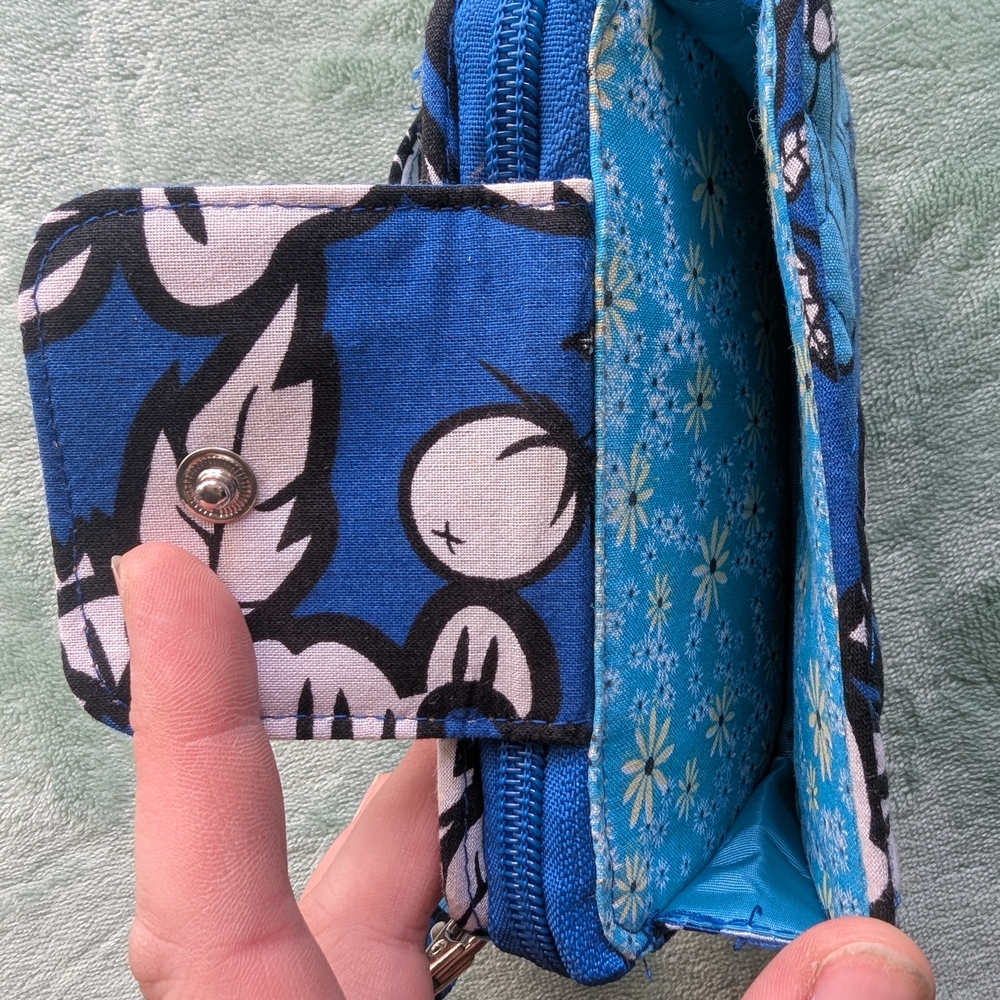 Vera Bradley Blue and Black Floral Quilted Wallet - Picture 3 of 5